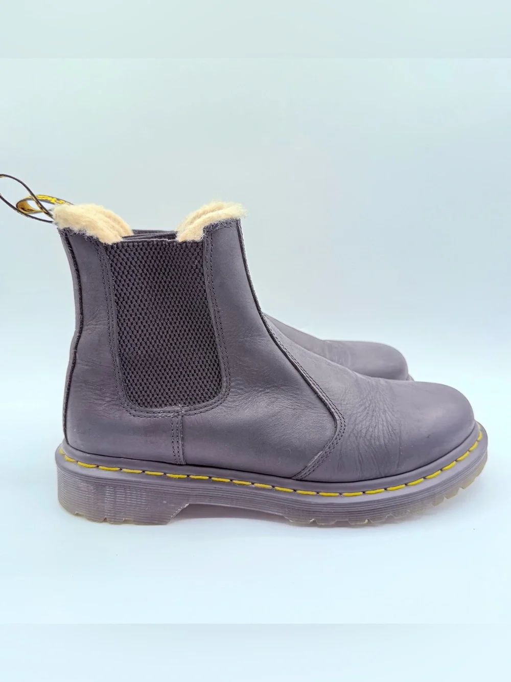 Dr. Martens 2976 Leonore Fur Lined Chelsea Boots Black Leather Women’s US 9L